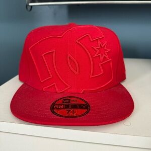 DC New Era 59FIFTY Fitted Hat Red Raised Logo Size 7 1/2